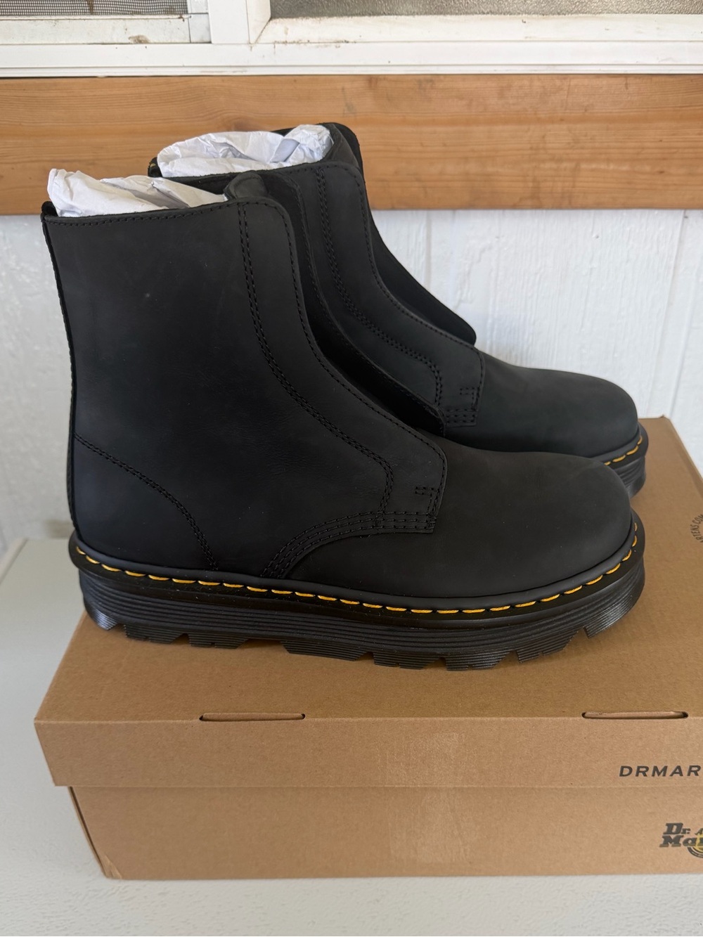 Dr. Martens Zebzag Laceless Boots Black Leather US Women’s 11 / Men’s 10 New